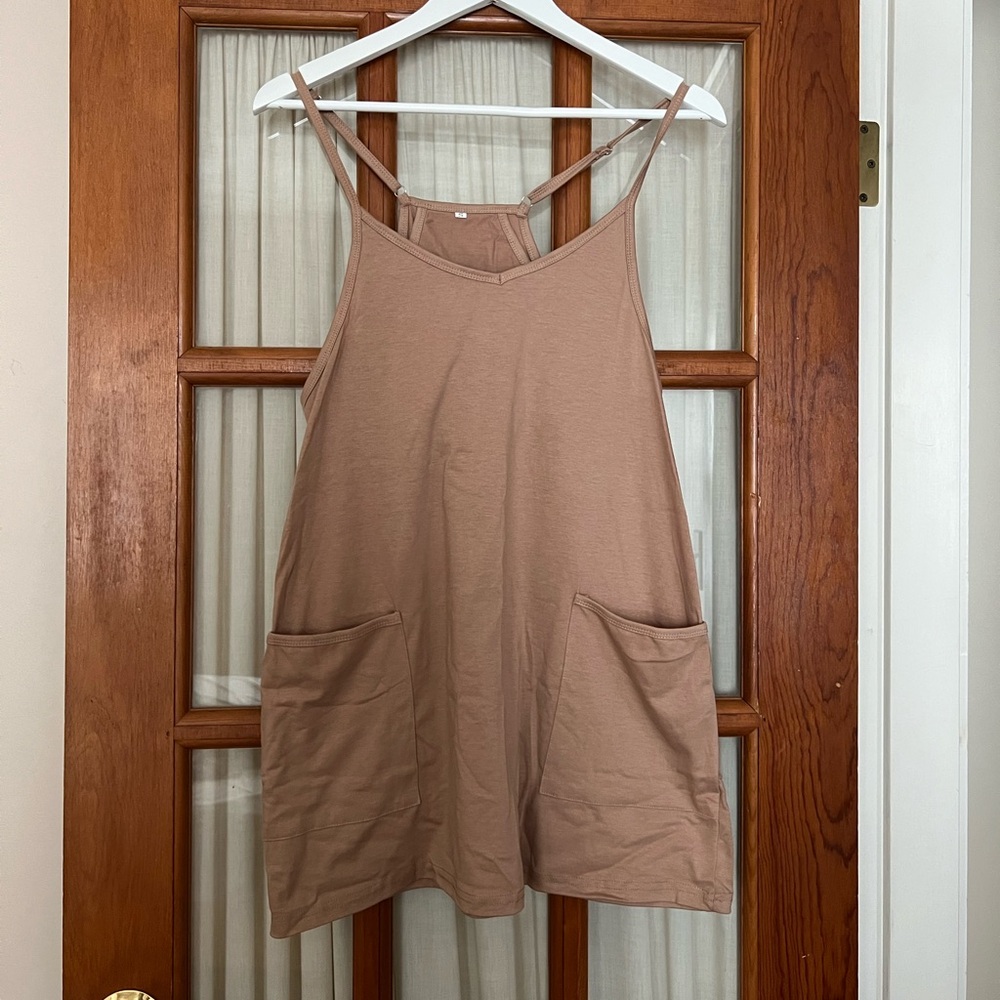 Beige MiniDress with Pockets and Shorts